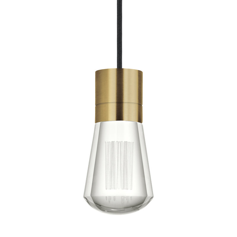 Alva LED Pendant, 1, Natural Brass/Black, 151.6" H x 7.1" W x 14" D