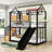 Miskell Kids Twin Over Twin Metal Bunk Bed with Slide and Shelves-2018694545-2018694546