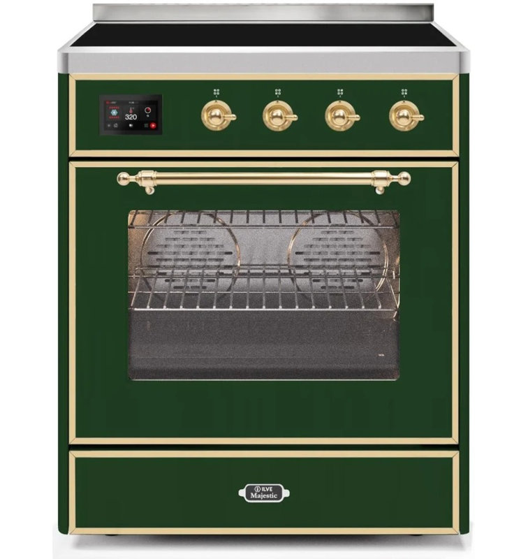 Majestic II 30" 4 cu. ft. Freestanding Electric Range, Emerald Green/Brass