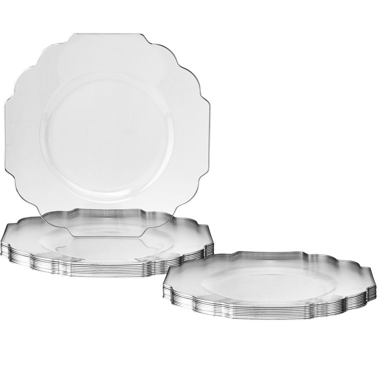 Silver Spoons Disposable Plastic Wedding Dessert Plate for 10