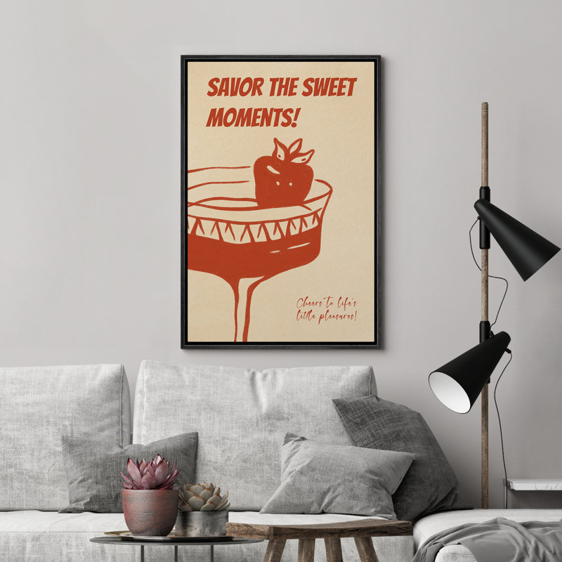«Savour The Sweet Moments», reproduction d'art sur toile encadrée dans la chambre principale, Noir, noir, noir, noir