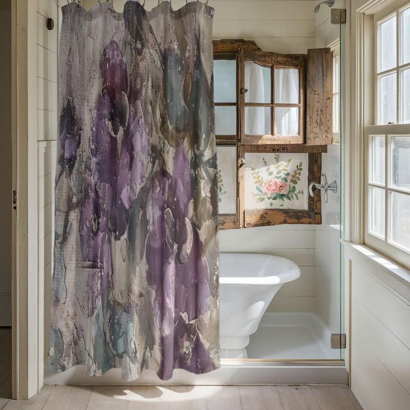 Floral Shower Curtain, 74"H x 71"W