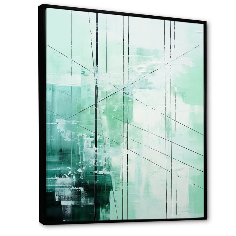 Power Lines Mint Matrix I - impressions sur toile Power Lines, H 20 po x l 12 po x P 1 po, Cadre flottant noir