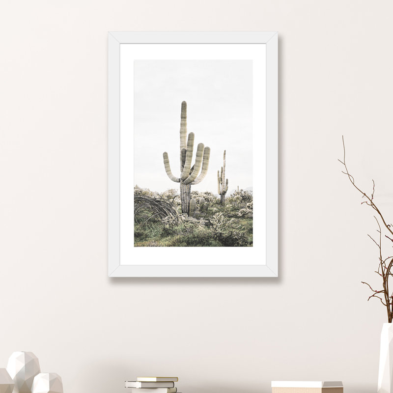 « rosé timide cactus », photographie, H 24 po x l 16 po x P 1 po, Papier avec cadre blanc