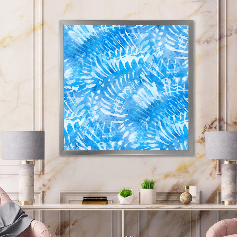 «Blue Whirling Snowflakes», reproduction sur toile, Cadre photo argenté, H 36 po x l 36 po x P 1,5 po