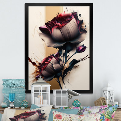 Red Peony Flower on Abstract II - Impression sur toile