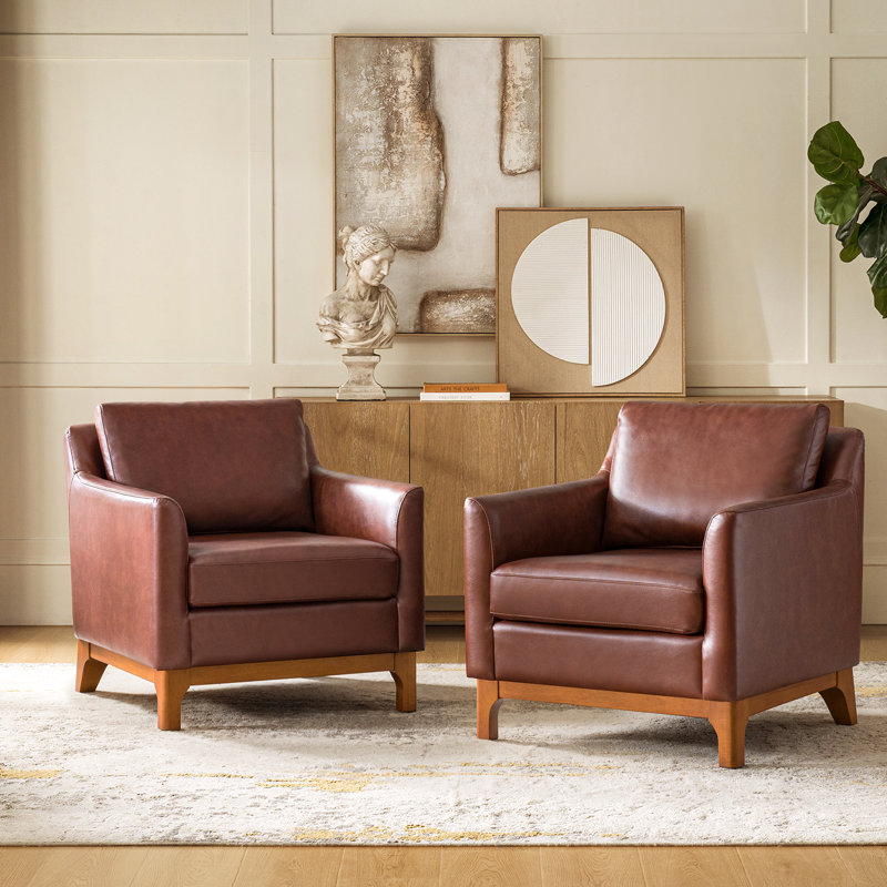 Florita Genuine Leather Armchair, Brown