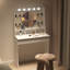 Tamme Modern Dressing Table with Lighted Round Mirror & Storage, Compact Vanity Desk-466833563