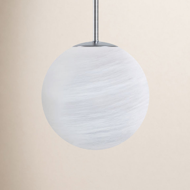 Luminaire suspendu sphère 1 lumière avec verre nuageux Lio, Nickel brossé