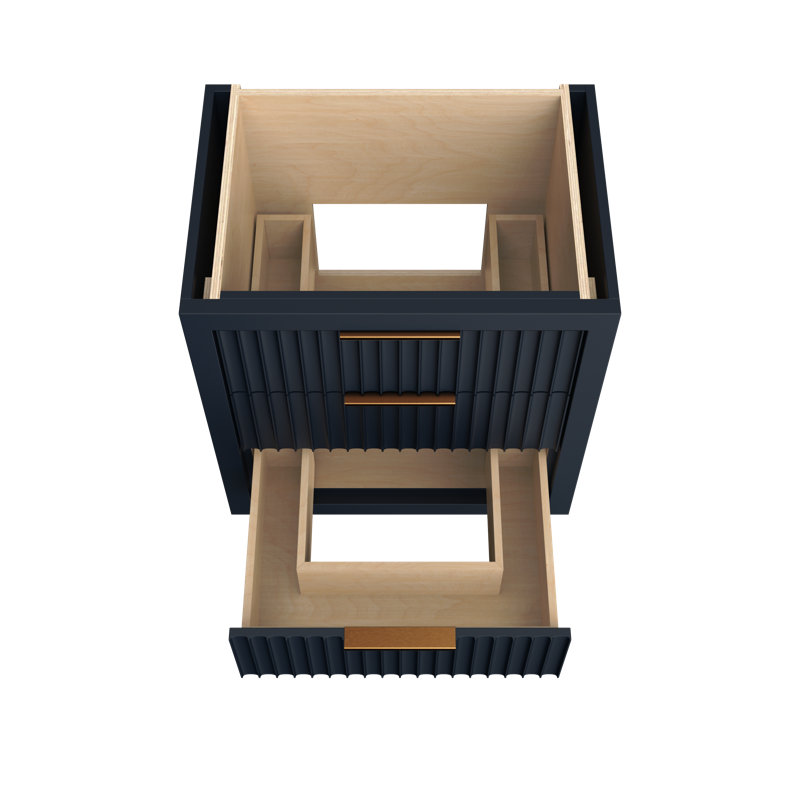 Lecrieú Three-Drawer Single Bath Vanity, 30", Hague Blue, Champagne Bronze