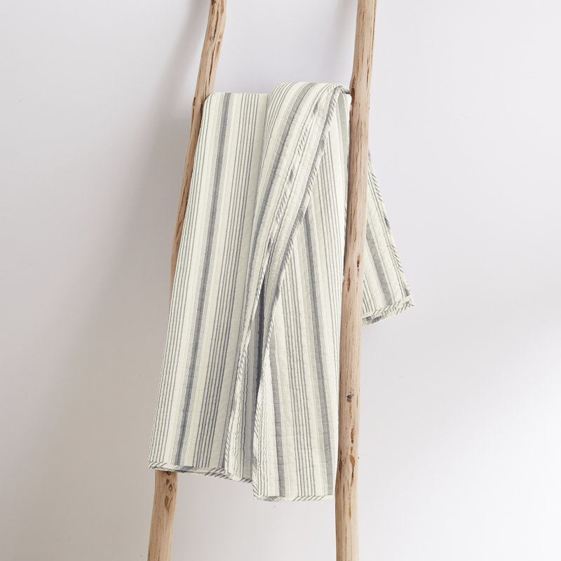 Rochelle Stripe Grey  Quilted Throw