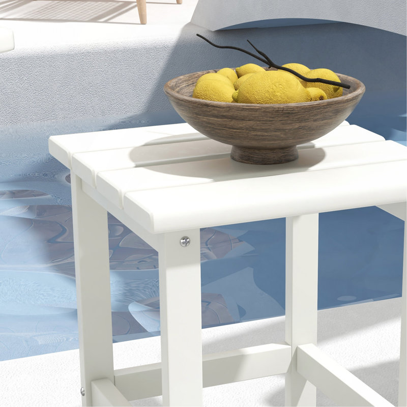 Table de bout Adirondack, table de bout de patio carrée, table d'extérieur résistante aux intempéries de 15 po pour porche, piscine, balcon, blanc