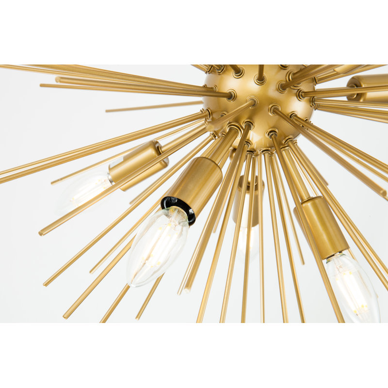 Sumler 8-Light Dimmable Sputnik Sphere Chandelier, 18" H x 20" W x 20" D, Brass