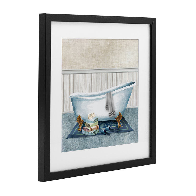 «Cosy Clawfoot Bathaign Spa», reproduction encadrée sous verre, design par Conrad Knutsen, Cadre noir minuit sous verre