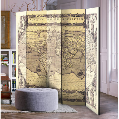 225cm W x 172cm H 5 - Panel Solid Wood Folding Room Divider