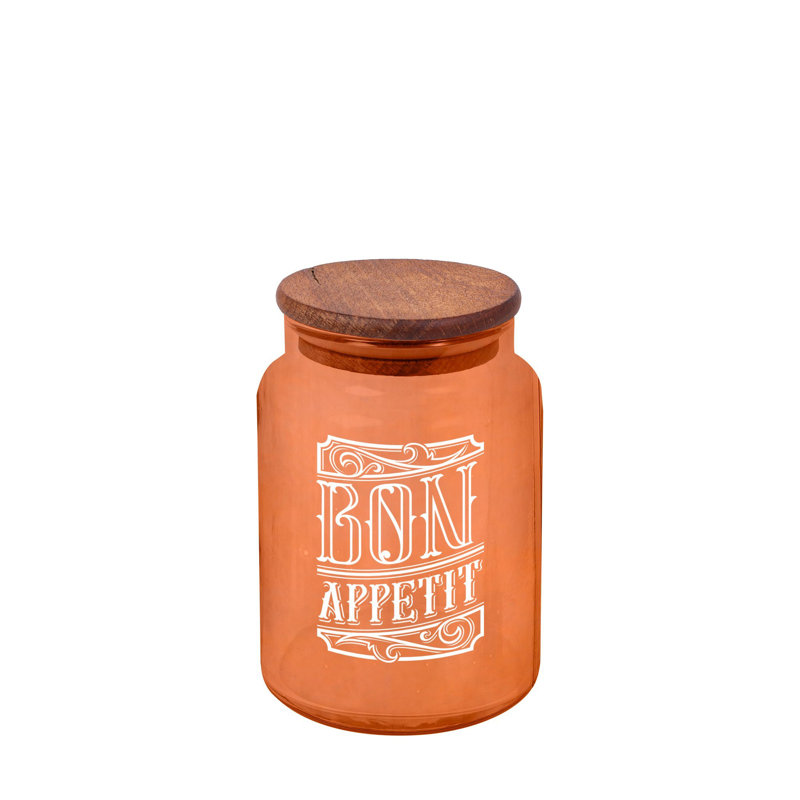 Elegant 100% Glass Storage Jar with Wooden Lid, 4.0 x 4.0 x 5.9 inches | 30.1 fl oz Capacity | Stylish and Functional for Kitchen or Home Décor | Not Dishwasher or Microwave Safe, Perfect for Organizing