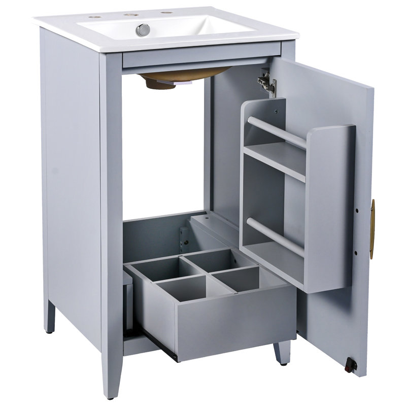 Meuble-lavabo 20,3 po avec lavabo, Gris