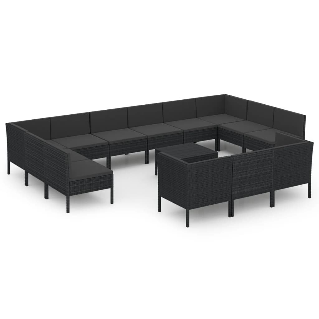 13-Sitzer Lounge-Set Jazleene aus Polyrattan mit Poster