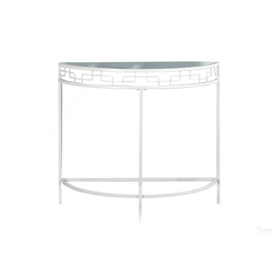 Accent Table, Console, Entryway, Narrow, Sofa, Living Room, Bedroom, Clear Tempered Glass, White Metal, Contemporary, Modern