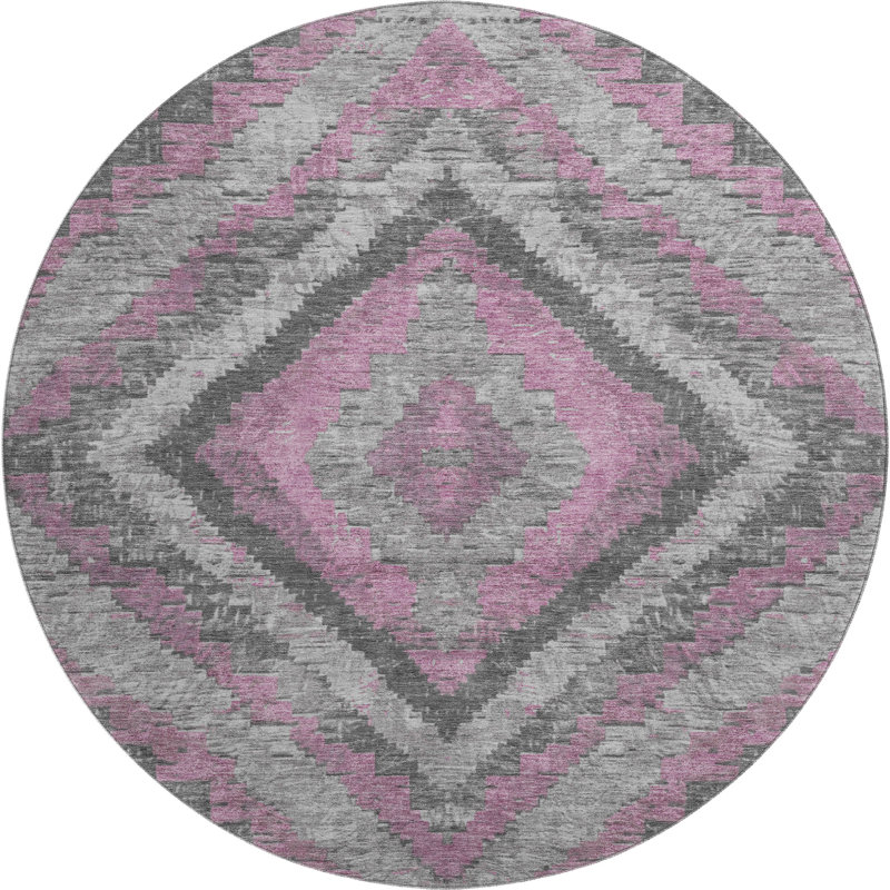 Premium Machine Washable Jakiyra AMF1890 Aztec Rug, Round 8'