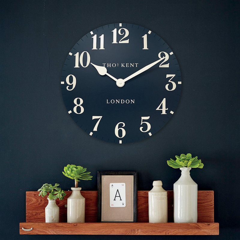 Arabic Metal Wall Clock, Dark Blue, 51cm H x 51cm W x 5cm D