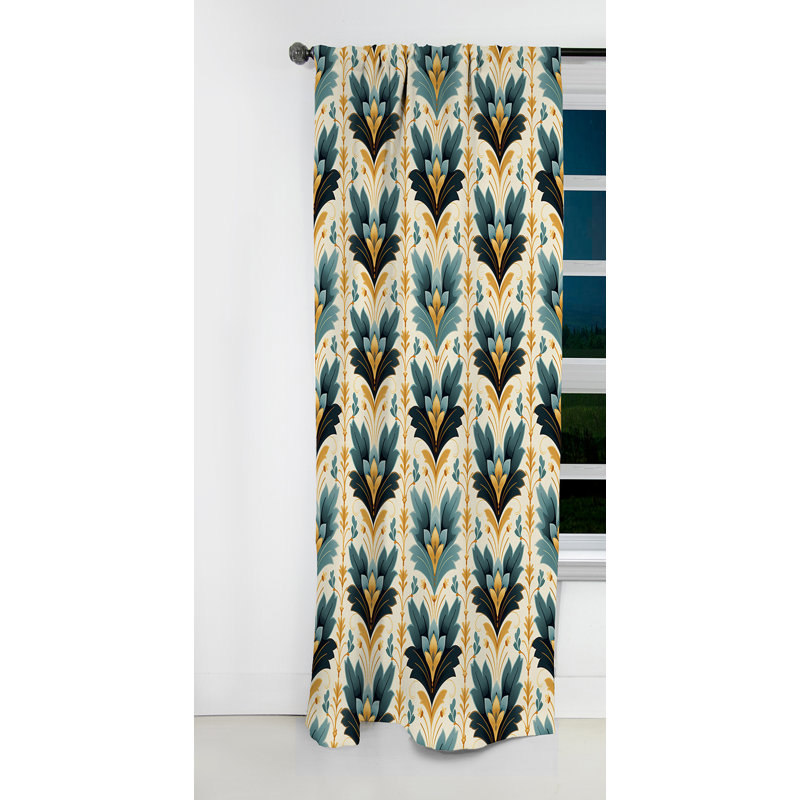Victorian Elegance - Motif à chevrons émeraude - Rideau à chevrons - Rideau occultant - 1 panneau, L 52 po x L 120 po