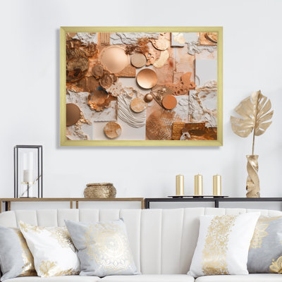 Sérénité géométrique dorée et blanche sur toile