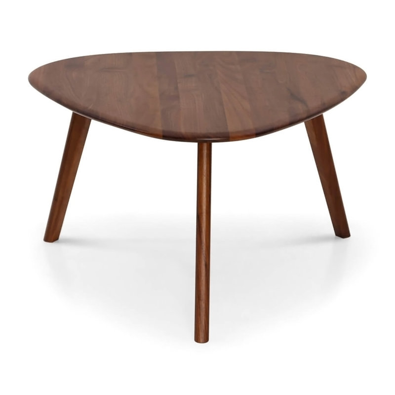 Triangular 2-Piece Walnut Wood Nesting Table