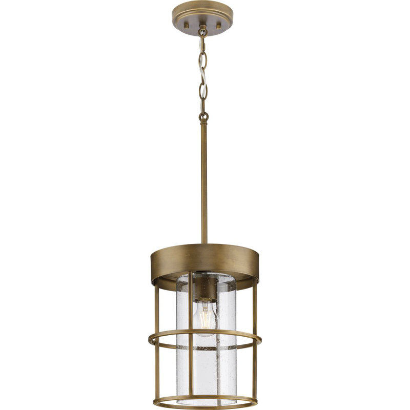 Luminaire suspendu cylindrique à 1 lumière, Bronze vieilli