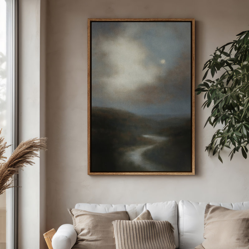 Art mural encadré, "Moonlit Landscape Prints", 24 "x 36", Naturel, H 36 po x l 24 po