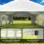 Pavillon de jardin 20 po x 20 pi pour espace extérieur en acier blanc et PE, avec design pliable avec structure en acier galvanisé