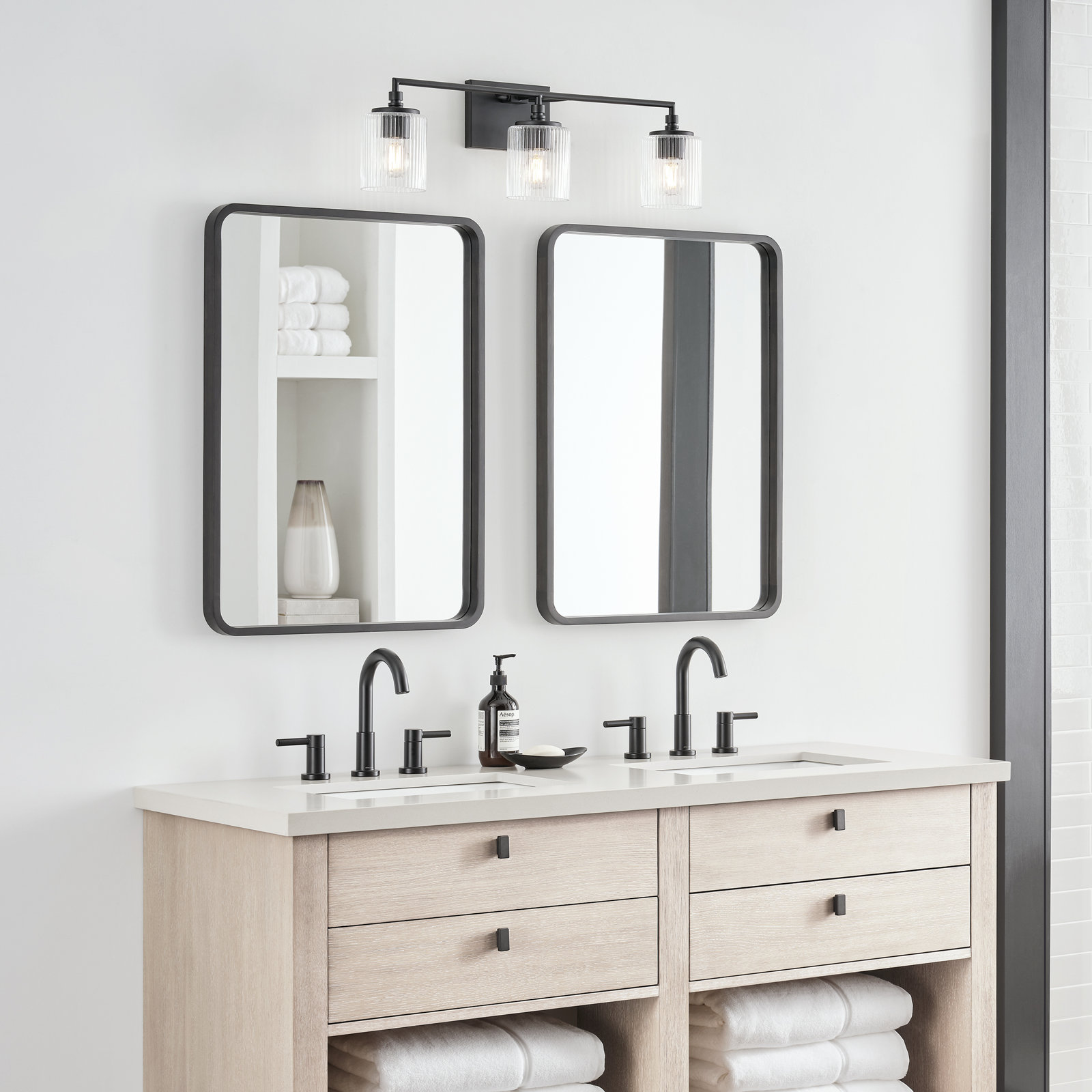 Adalina 3-Light Dimmable Vanity Light, Midnight Black