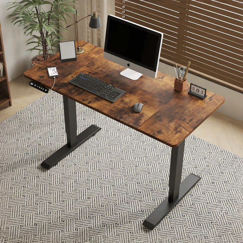 Electric Standing Desk Height Adjustable Desk For Home And Office Computer Table Gaming Desk Modern Luxiury Table 47"  Rustic Brown Lift-Up Desk