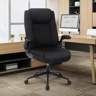 High-Back Ergonomic Home Office Computer Desk Executive Chair With Flip-Up Armrest