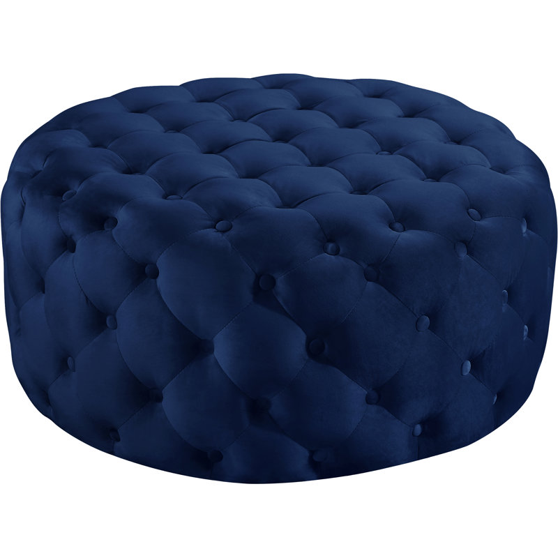 Plattsburgh Velvet Ottoman, Navy Velvet
