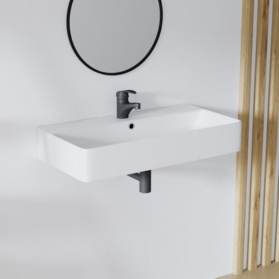 Turner 32“ W x 16.5" D Vitreous China Rectangular Wall Mount/Vessel Bathroom Sink with Overflow