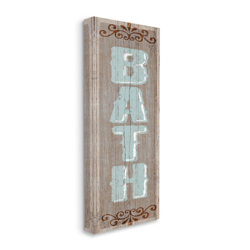 Salle de bain de style rustique avec art Licensing studio-impression d’art textuel, Toile tendue