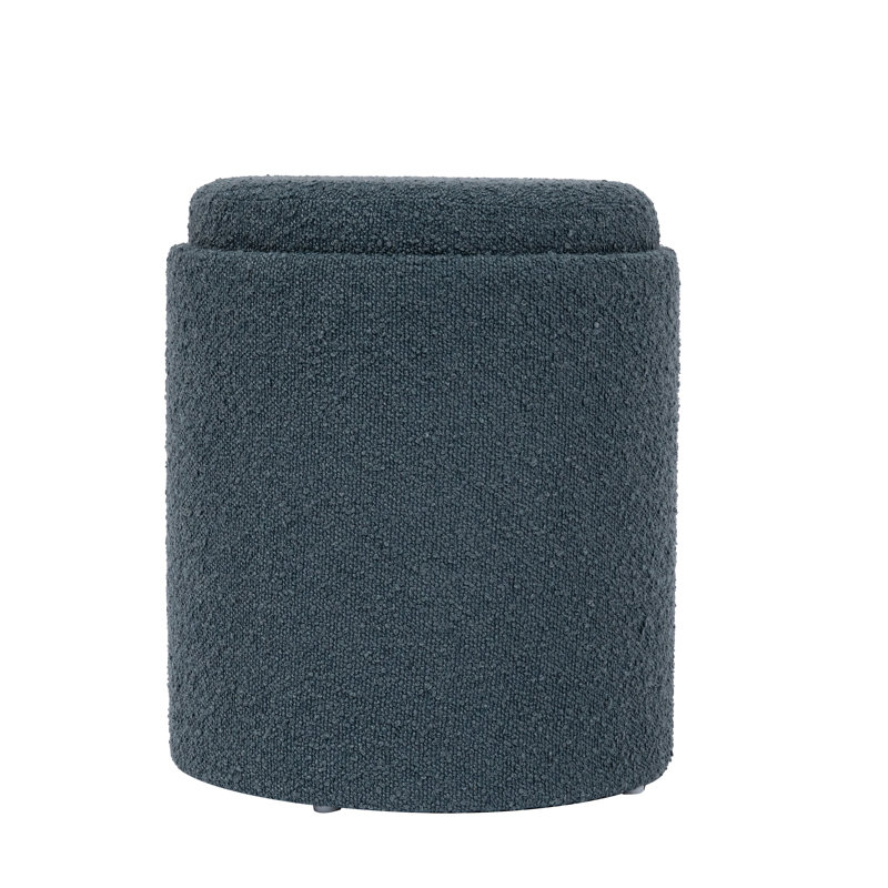 Repose-pieds de rangement rond 15 po avec plateau réversible capitonné et capitonné Boucle, Gris