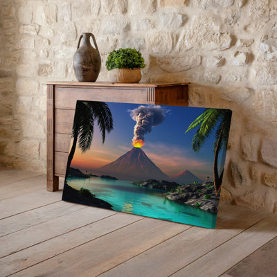 Toile, "Un paysage volcanique majestueux au coucher du soleil", art mural volcanique