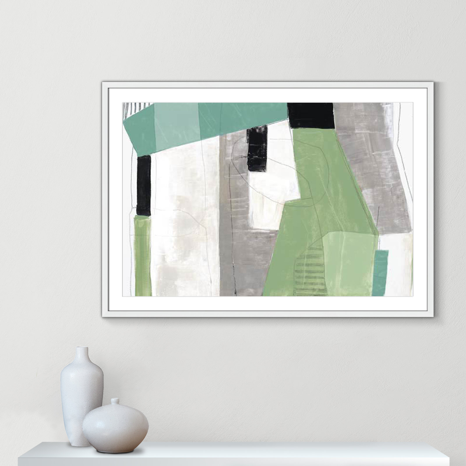 Evergreen Essence Print, 29.5" H x 41.5" W x 1.25" D, White Box Frame - Matted Fine Art Paper Print, White