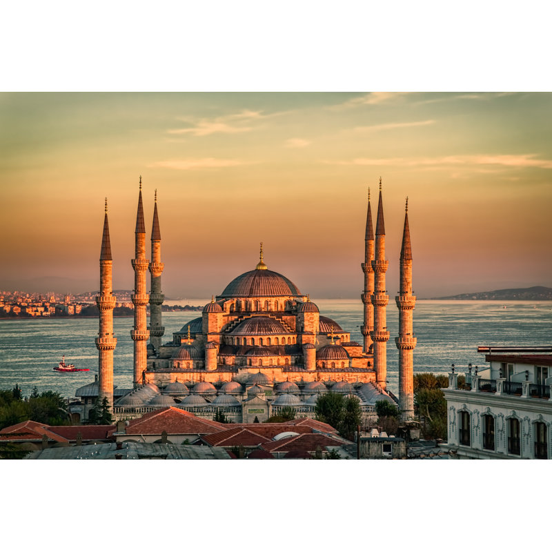 Blue Mosque In Istanbul - Sunset - Wrapped Canvas Print, 20cm H x 30cm W x 3.8cm D