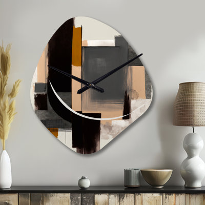 Warm Watercolor Abstract II - Nebula Shape Decorative Black Abstract Wall Clock