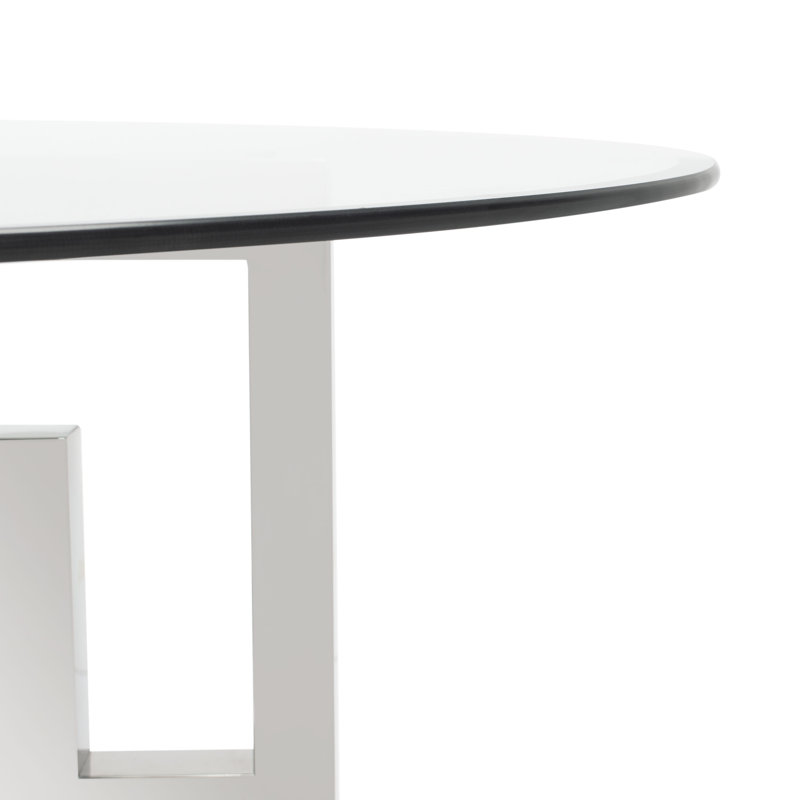 Harlan Round Glass Top Chrome Dining Table for Six