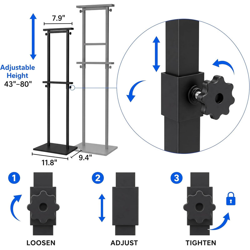 Black Adjustable Poster Sign Stand, Height up to 80In, Heavy Duty Double-Sided Holder for Board & Foam Display