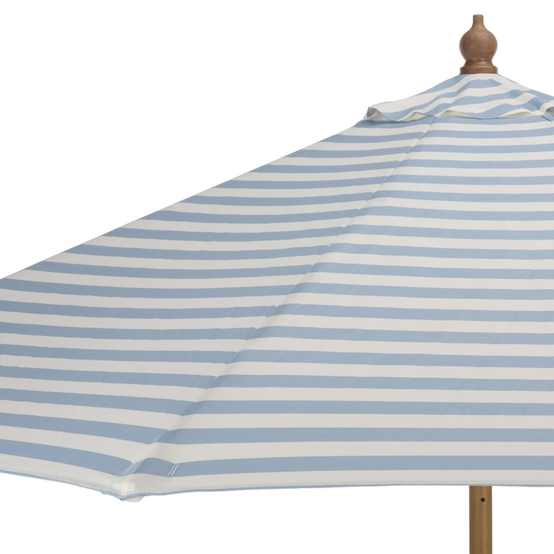Parasol en bois 9 pi Whisenant, Rayures bleu bébé