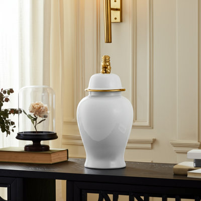 Grand bocal en céramique avec couvercle décoratif Ellport Sophistiqué