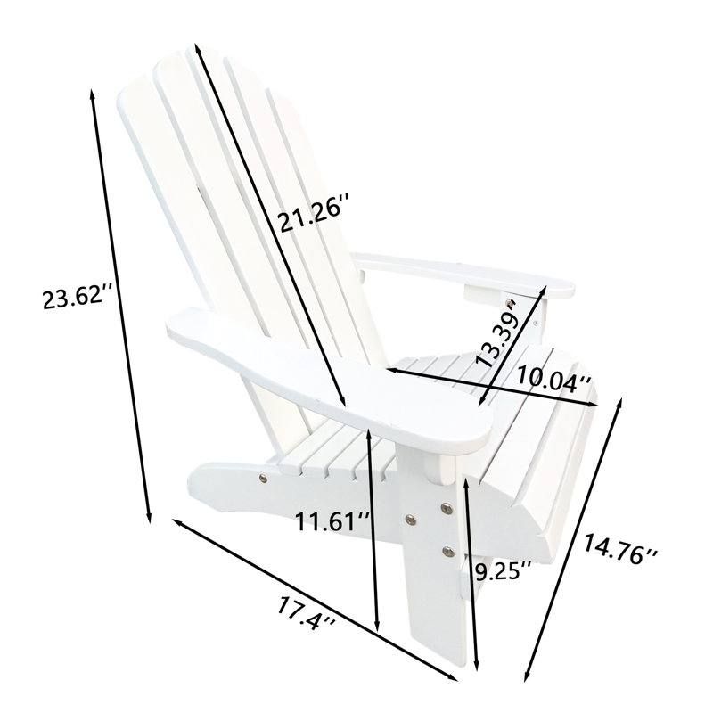 Chaise d'extérieur blanche d'intérieur - et confortable, siège large, accoudoir, facile à construire, capacité de poids de 110 lb en bois massif confortable pour patio, porche, terrasse, jardin, bord de piscine, assemblage,