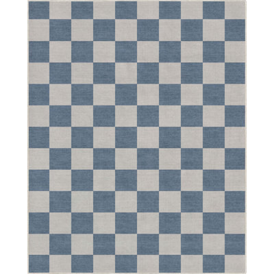 Kehr Square Modern Geometric Blue Flat-Weave Area Rug