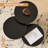 3-Piece Modern Round Nesting Table Set, Groove Line Cylinder Bases with Wood-Grain Veneer-924551553