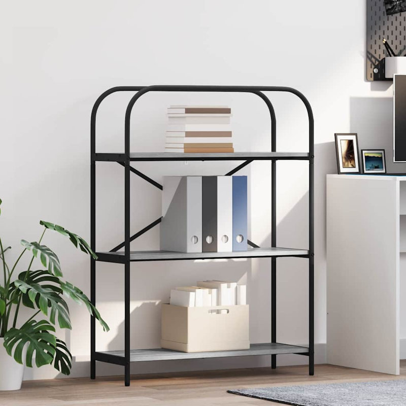 Bookshelf Engineered wood Modern Freestanding Bookshelves Organizer, (3 Shelves) 109cm. H x 80cm. W x 30cm. D, Grey Sonoma